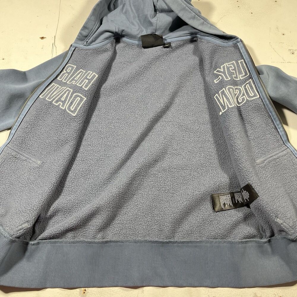 Harley Davidson Hoodie Womens Small Blue Full Zip Spell Out Sweatshirt Y2K - Picture 6 of 11